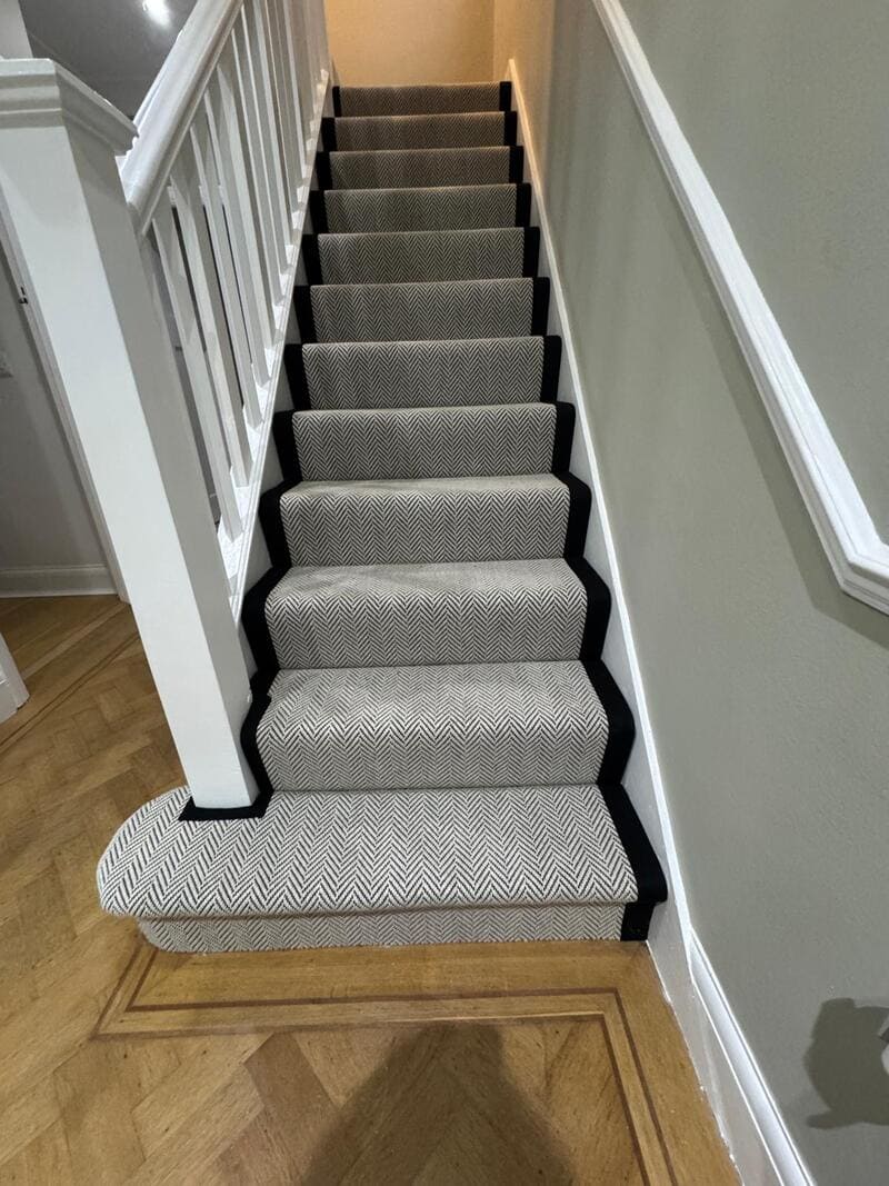 Fibre Herringbone Ivory Flatweave Stair Runner in N London Ref ()