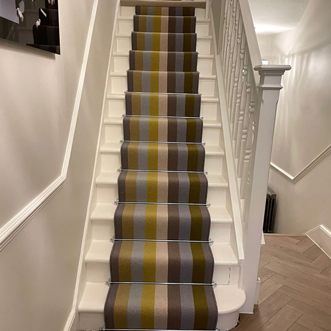 Alternative Flooring Margo Selby Stripe with Chrome Stair Rods REF 12174