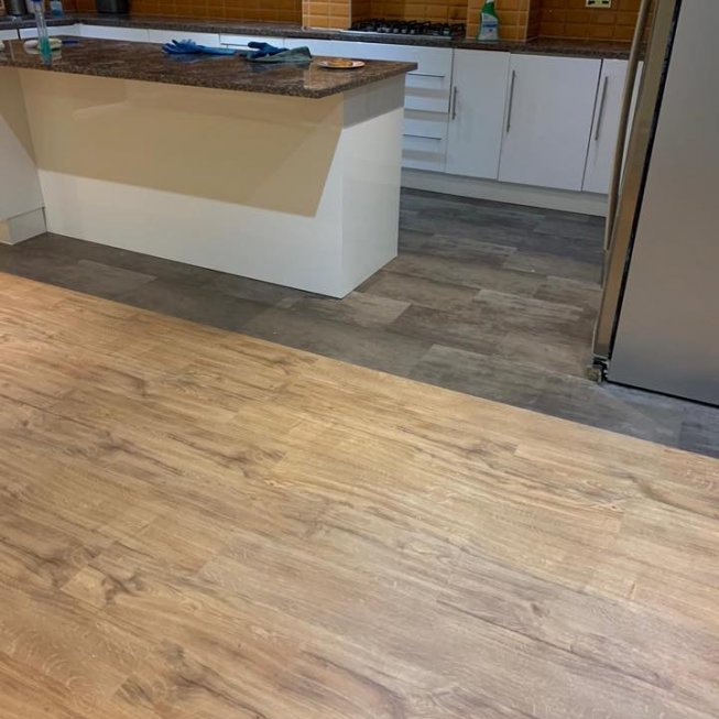 Amtico Spacia Bronze in the Kitchen and Sherwood Oak in the Lounge